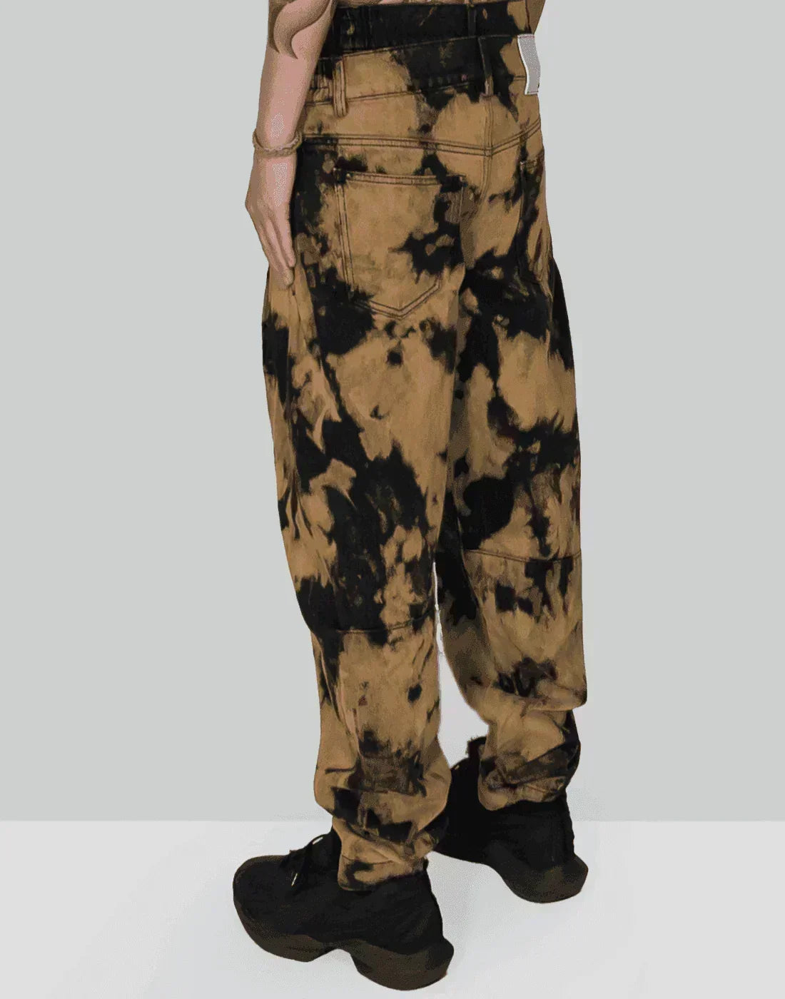 FENG CHEN WANG - DENIM TIE DYE DOUBLE WAISTBAND JEANS - 082plus