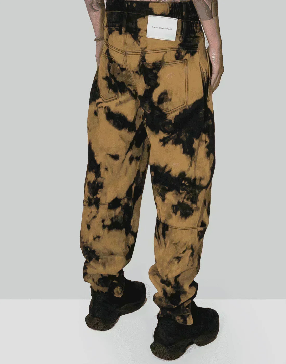 FENG CHEN WANG - DENIM TIE DYE DOUBLE WAISTBAND JEANS - 082plus