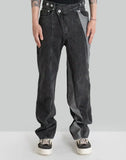 DENIM TROUSERS WITH IRREGULAR WAISTBAND