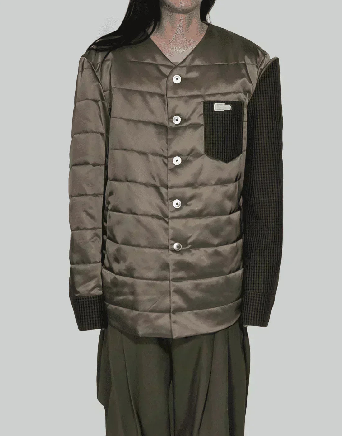 FENG CHEN WANG - DETACHABLE TWO-PIECE PLAID JACKET - 082plus