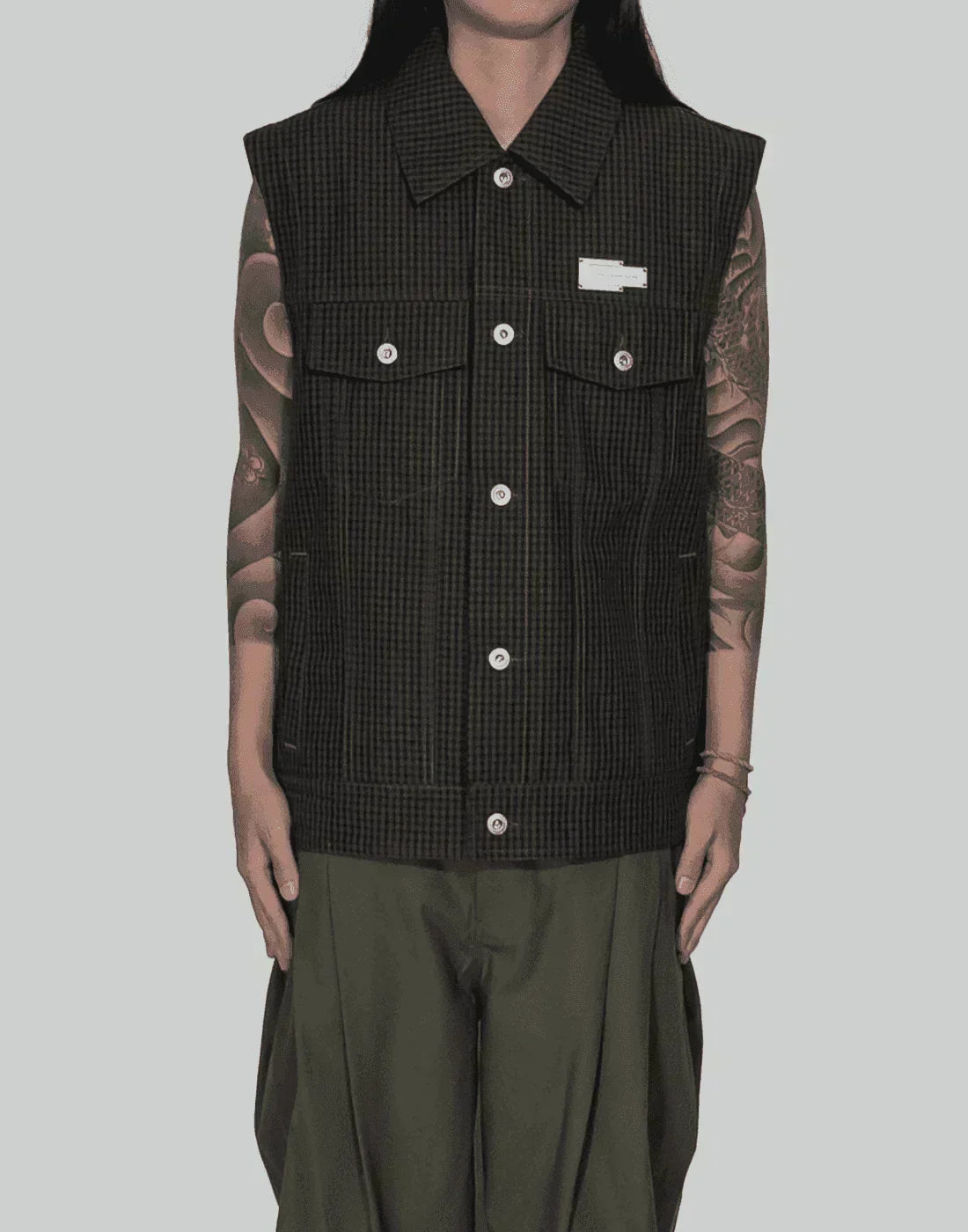 FENG CHEN WANG - DETACHABLE TWO-PIECE PLAID JACKET - 082plus