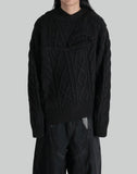 DOUBLE-COLLAR CABLE KNIT JUMPER
