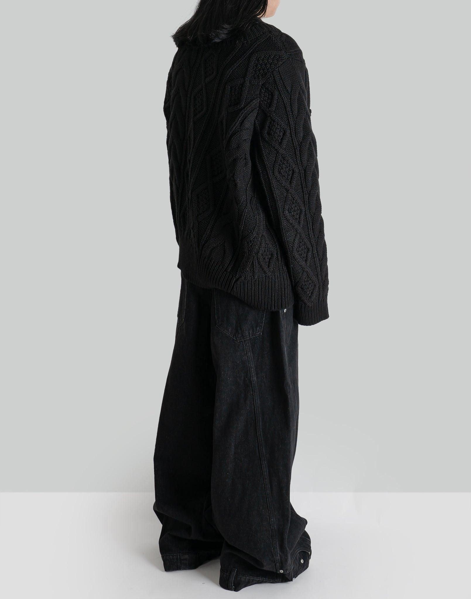 FENG CHEN WANG - DOUBLE-COLLAR CABLE KNIT JUMPER - 082plus