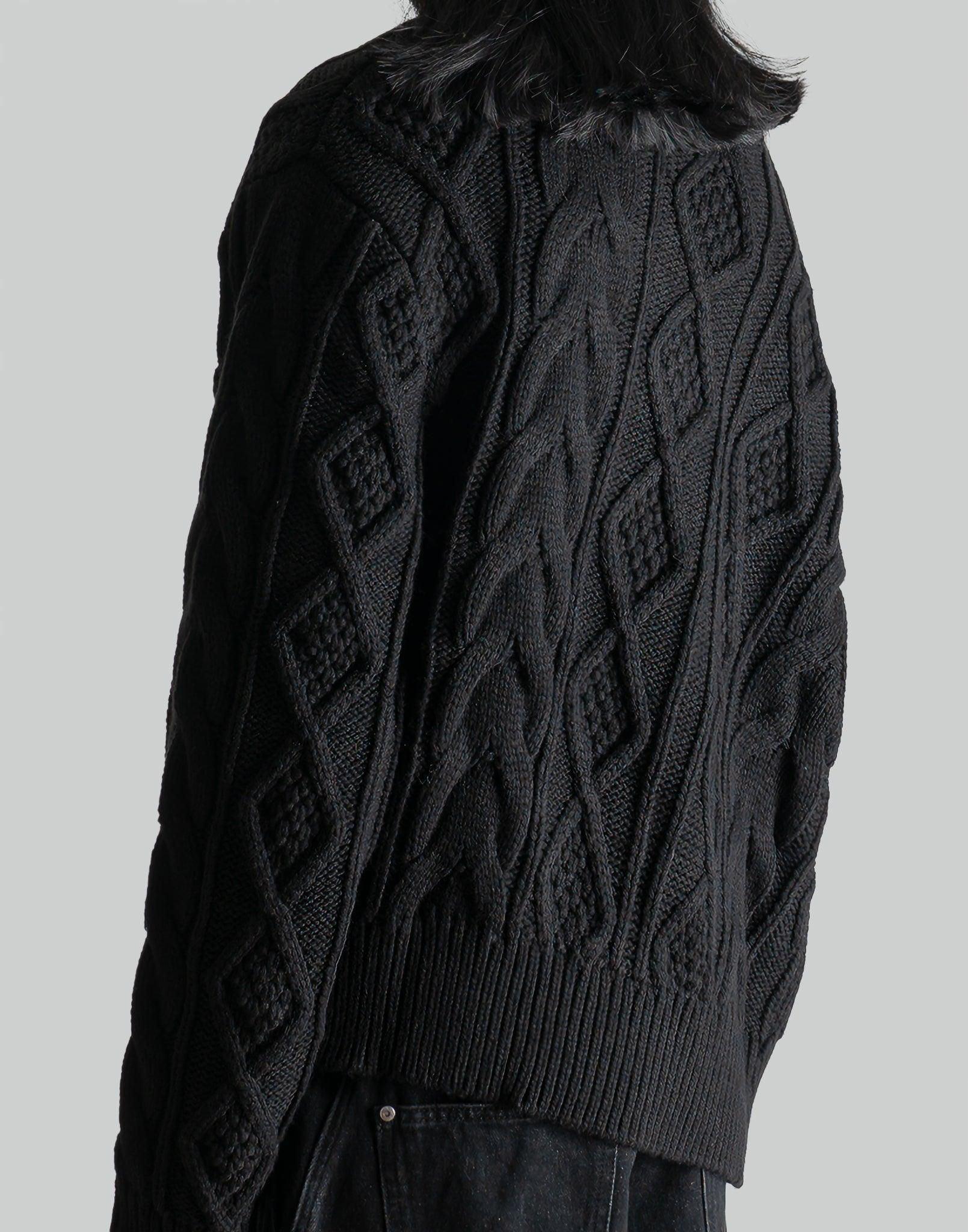 FENG CHEN WANG - DOUBLE-COLLAR CABLE KNIT JUMPER - 082plus