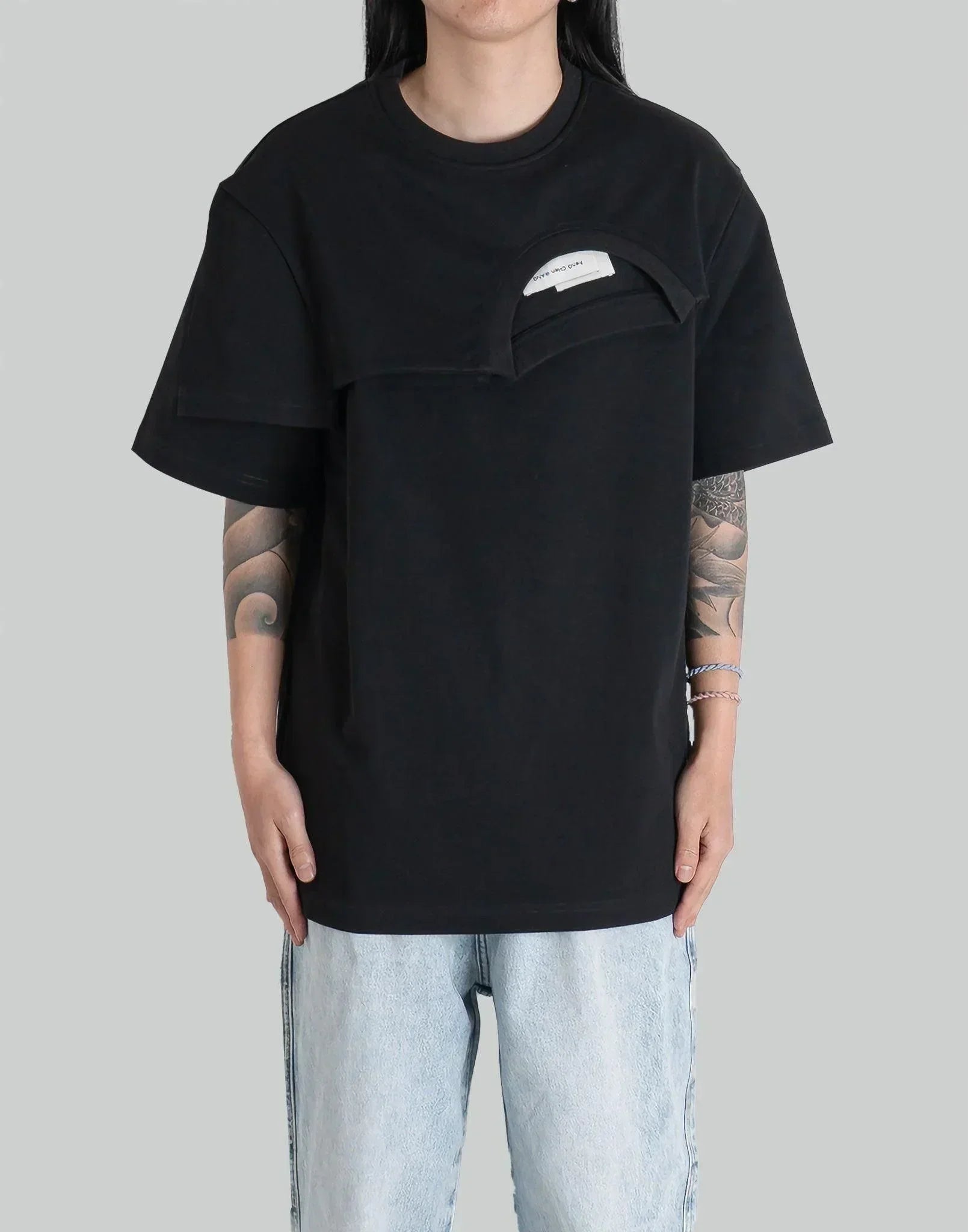 【関税込み】Feng Chen Wang ブラック プラントダイ Tシャツ Feng Chen Wang White Double Collar Long Sleeve T-Shirt Feng