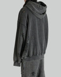 FENG CHEN WANG - GREY RIPPED JERSY HOODIE - 082plus