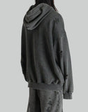 FENG CHEN WANG - GREY RIPPED JERSY HOODIE - 082plus