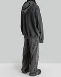 FENG CHEN WANG - GREY RIPPED JERSY HOODIE - 082plus