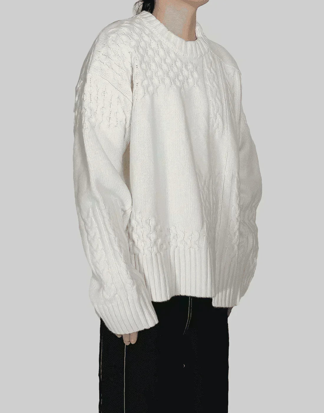 FENG CHEN WANG - INTARSIA PULLOVER SWEATER - 082plus