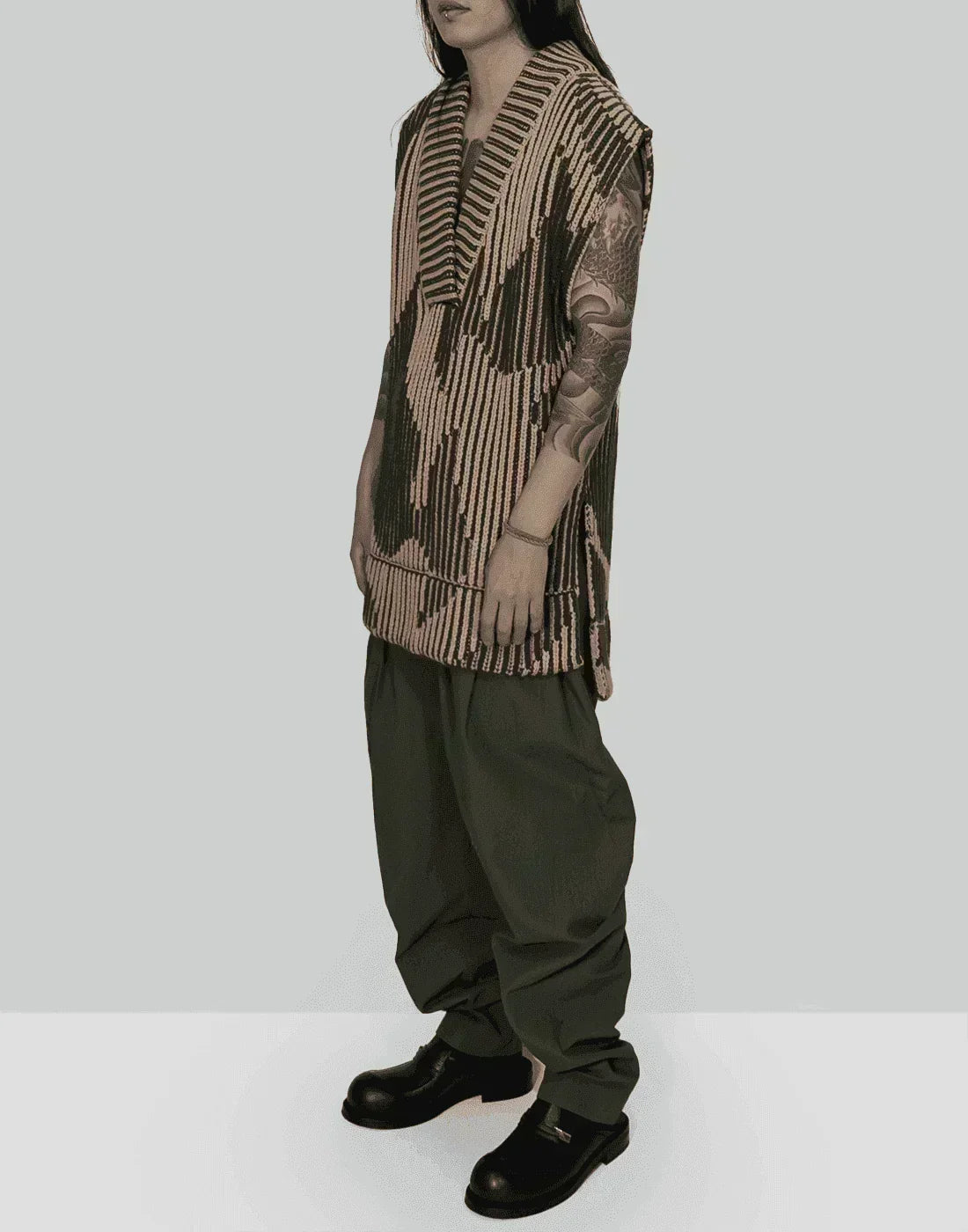 FENG CHEN WANG - JACQUARD OVERSIZED VEST - 082plus