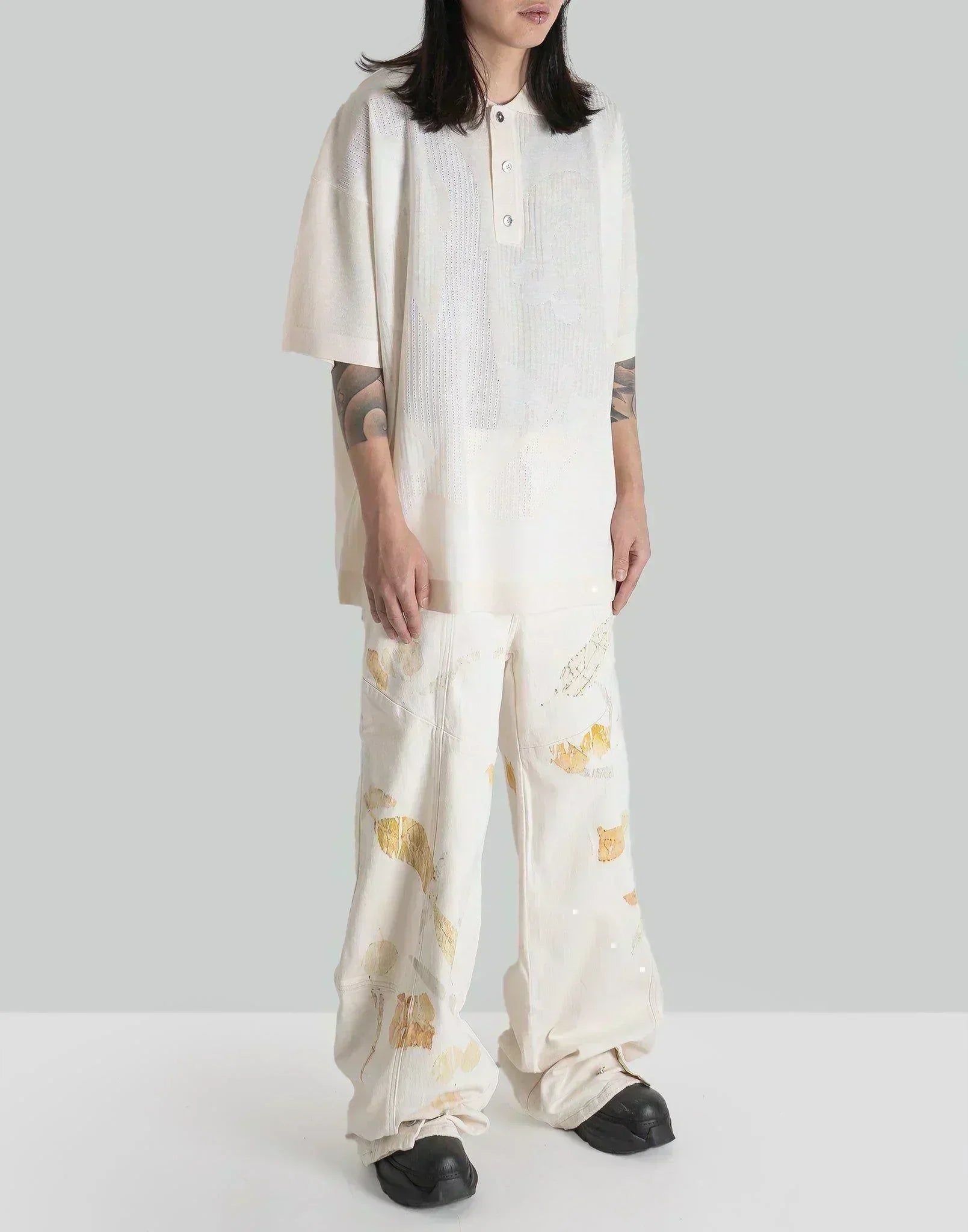 FENG CHEN WANG - KNIT POLO WITH PHOENIX PATTERN - 082plus