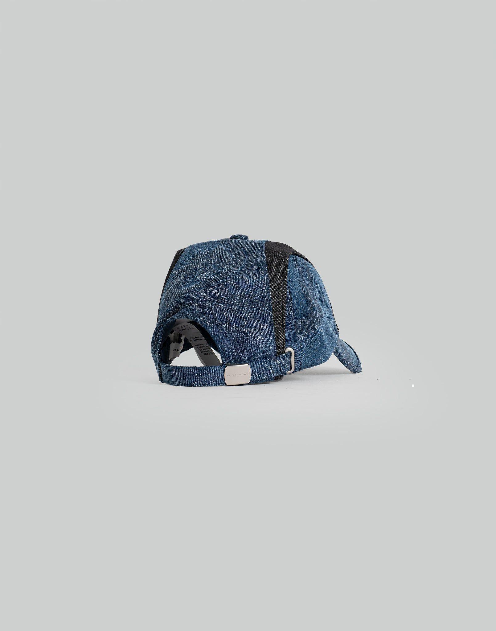 FENG CHEN WANG - NAVY DRAGON PATTERN DENIM PATCHWORK CAP - 082plus