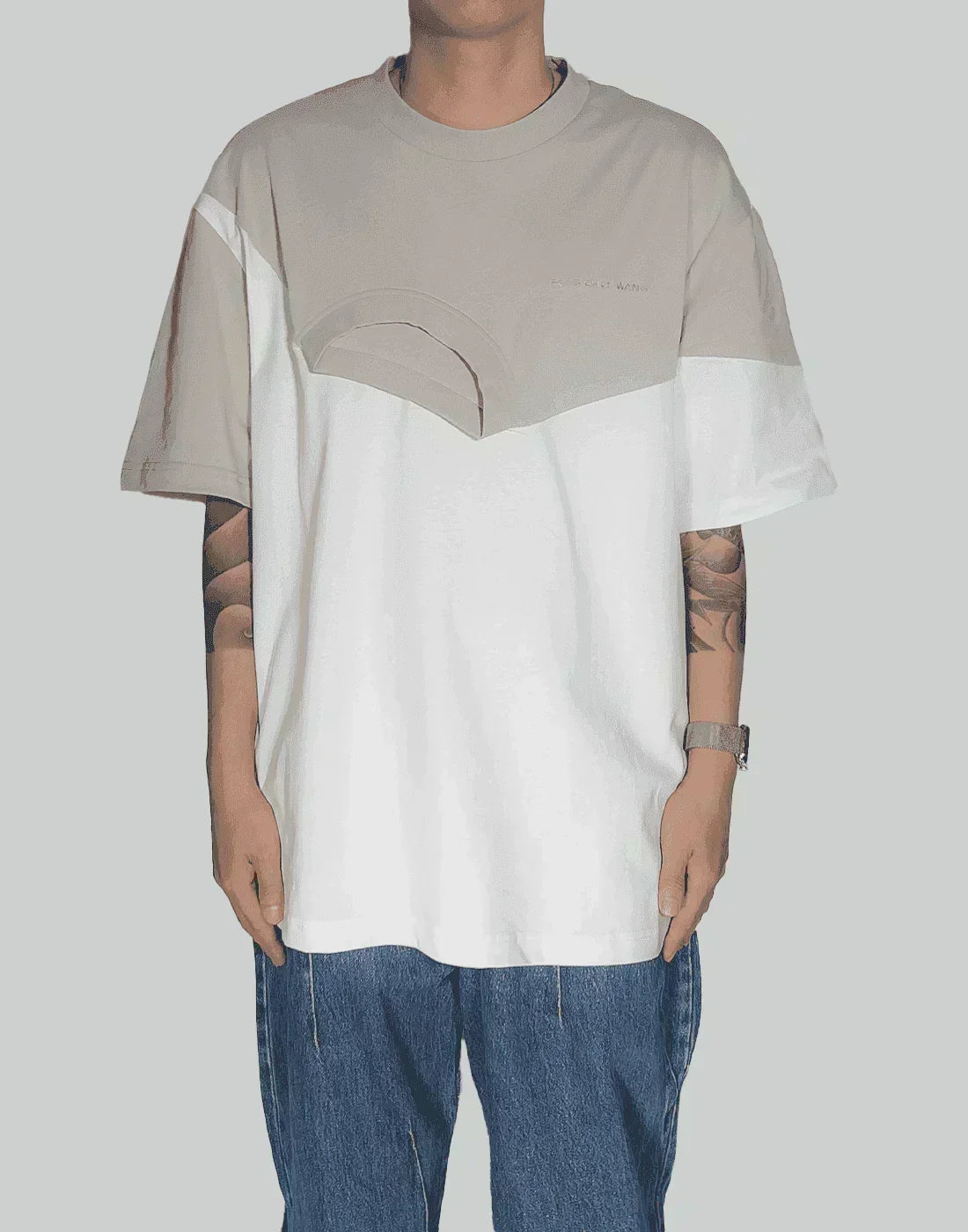 FENG CHEN WANG - PANELLED COLLAR T-SHIRT - 082plus