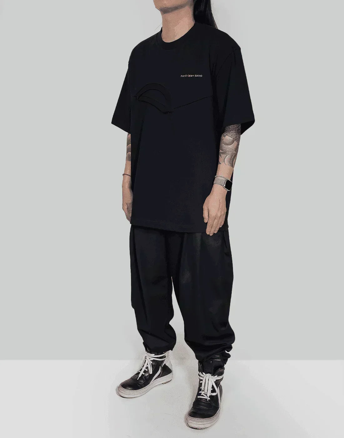 FENG CHEN WANG - PANELLED COLLAR T-SHIRT - 082plus