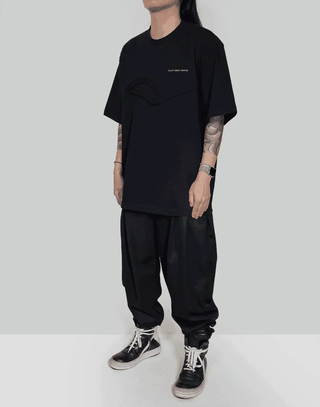 FENG CHEN WANG - PANELLED COLLAR T-SHIRT - 082plus