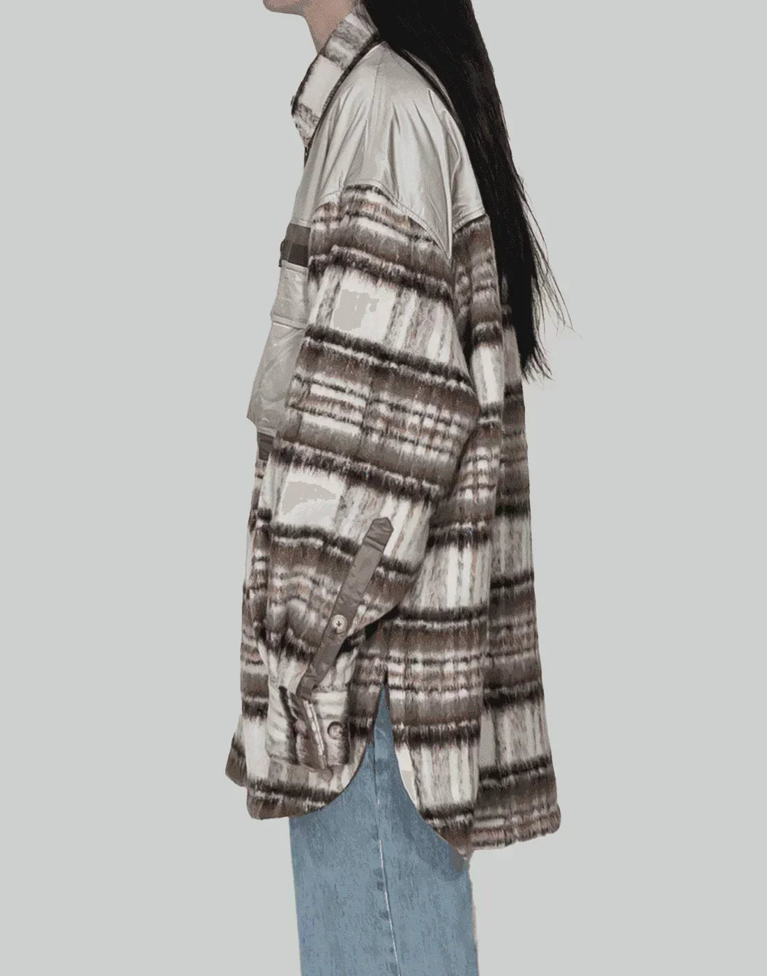 FENG CHEN WANG - PANELLED FLANNEL SHIRT JACKET - 082plus