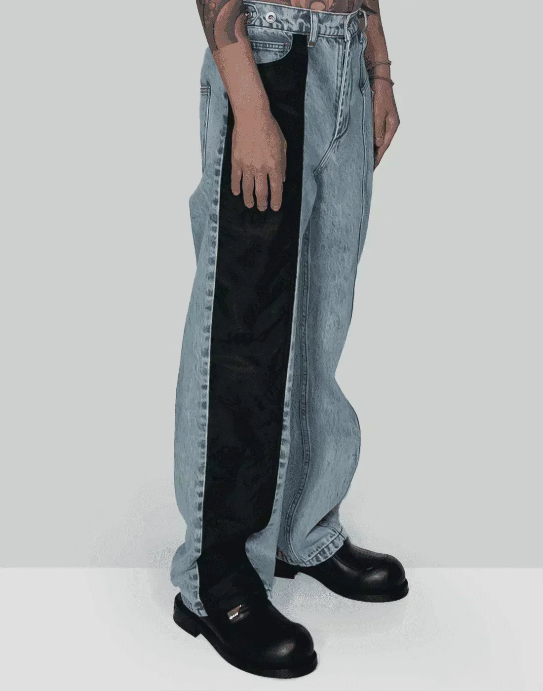 FENG CHEN WANG - PHOENIX EMBROIDERY PANELLED JEANS - 082plus