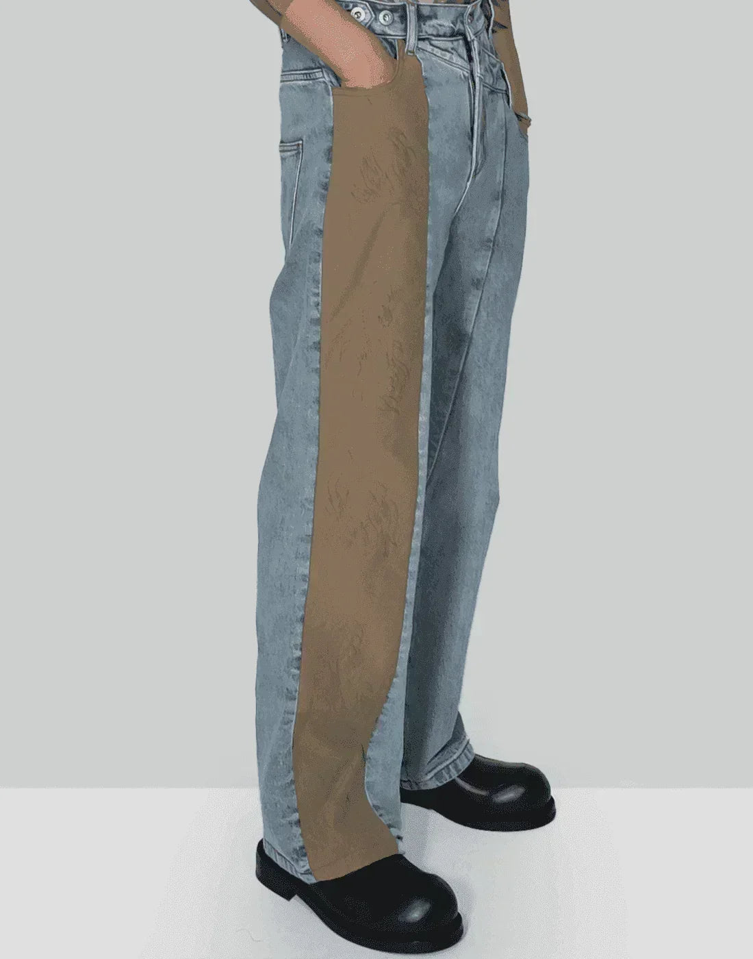 FENG CHEN WANG - PHOENIX EMBROIDERY PANELLED JEANS - 082plus