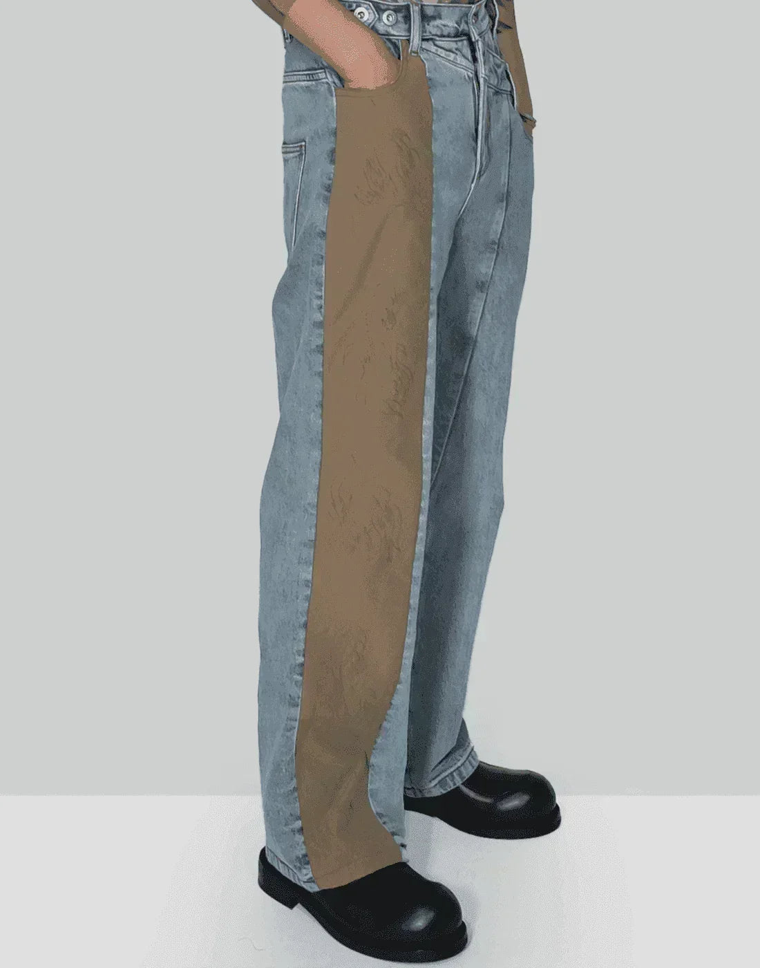 FENG CHEN WANG - PHOENIX EMBROIDERY PANELLED JEANS - 082plus