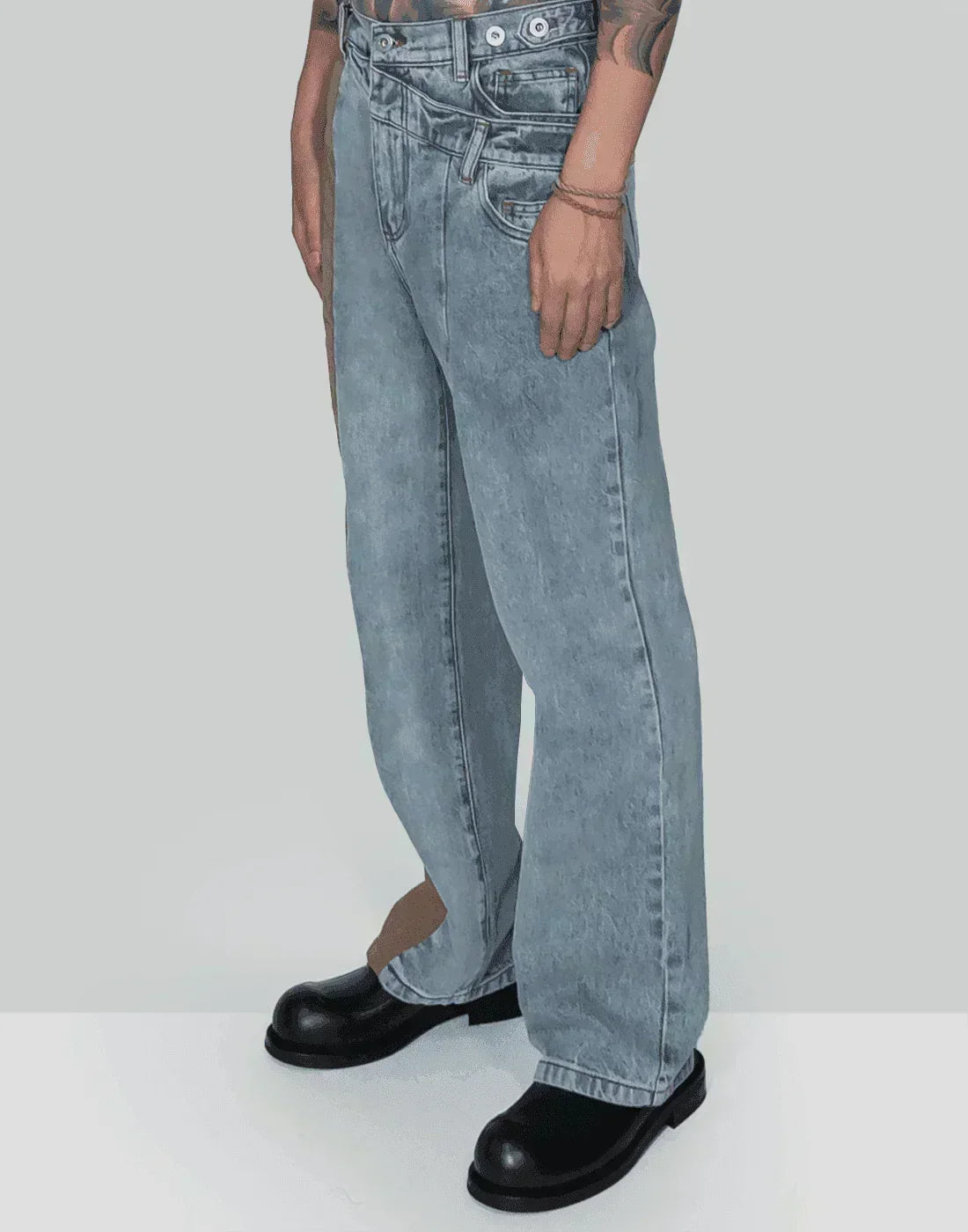 FENG CHEN WANG - PHOENIX EMBROIDERY PANELLED JEANS - 082plus
