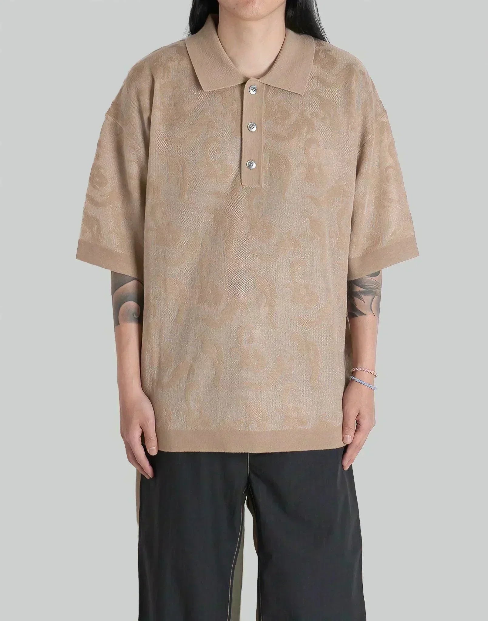 FENG CHEN WANG - PHOENIX TRANSPARENT JACQUARD POLO - 082plus