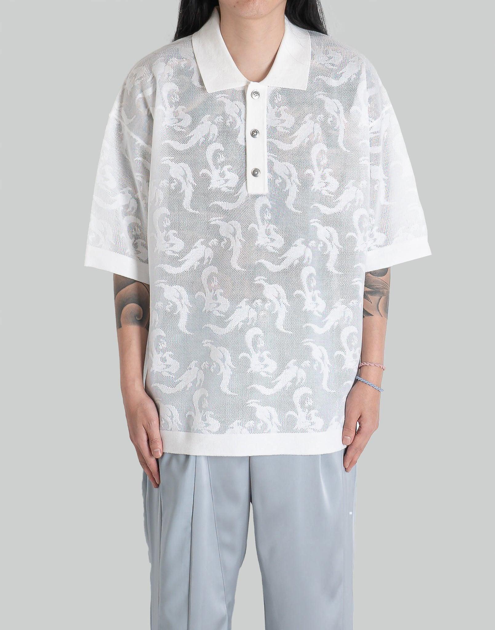 FENG CHEN WANG - PHOENIX TRANSPARENT JACQUARD POLO - 082plus