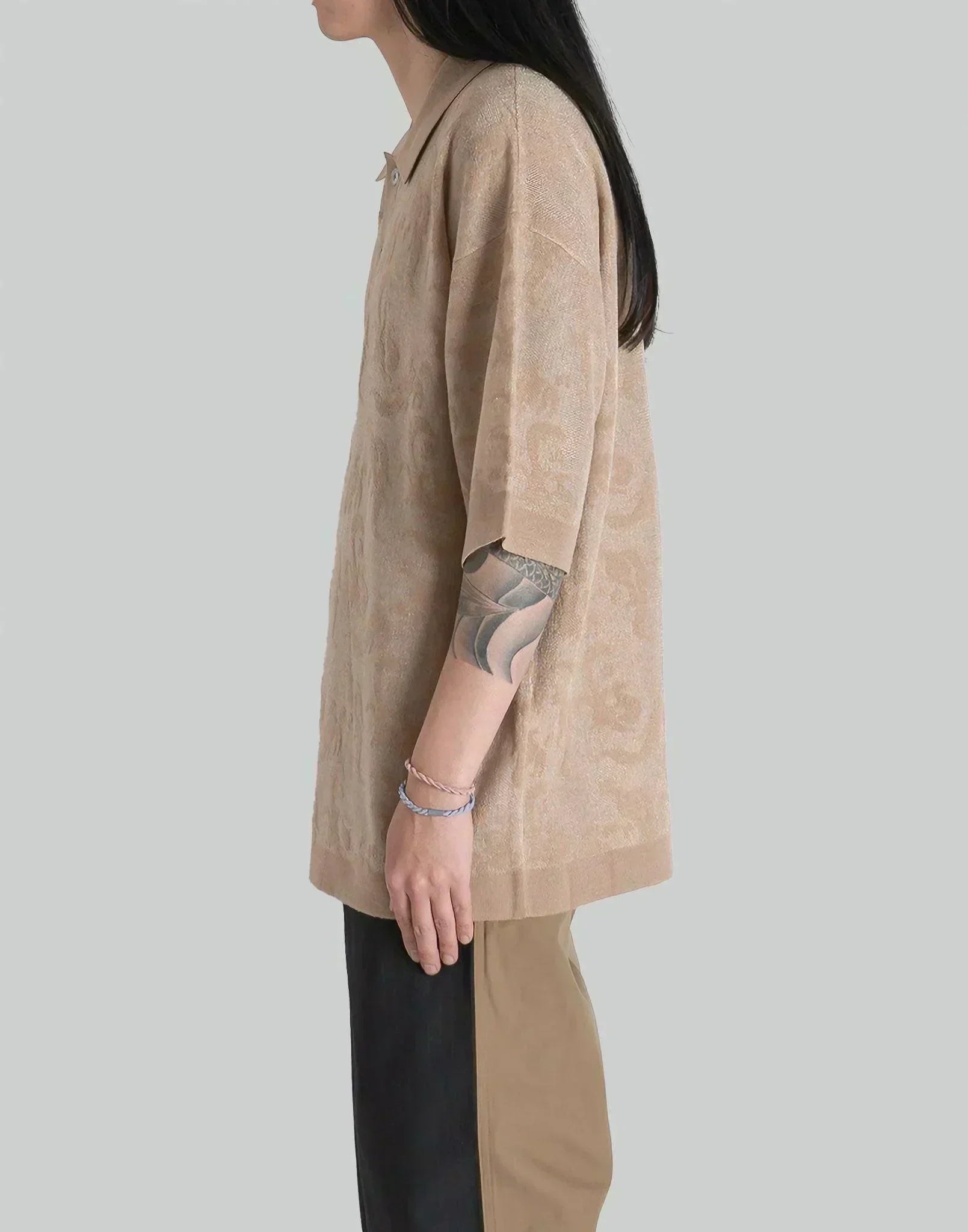 FENG CHEN WANG - PHOENIX TRANSPARENT JACQUARD POLO - 082plus