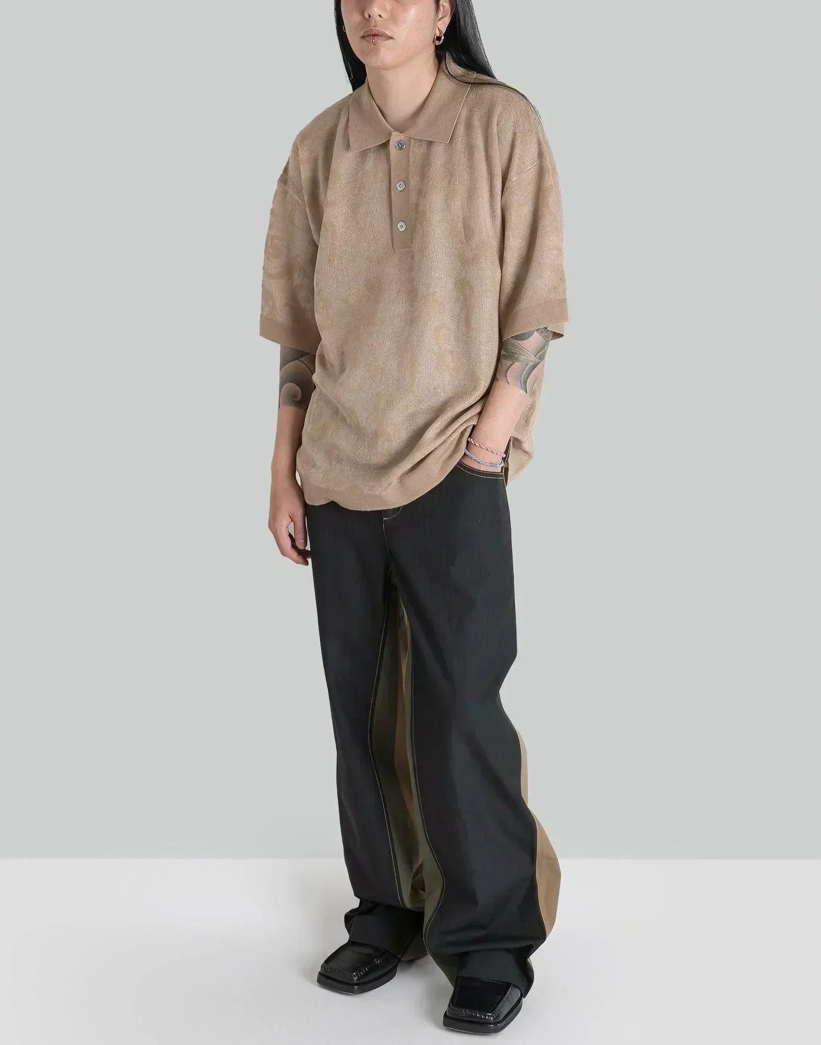 FENG CHEN WANG - PHOENIX TRANSPARENT JACQUARD POLO - 082plus