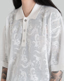 FENG CHEN WANG - PHOENIX TRANSPARENT JACQUARD POLO - 082plus