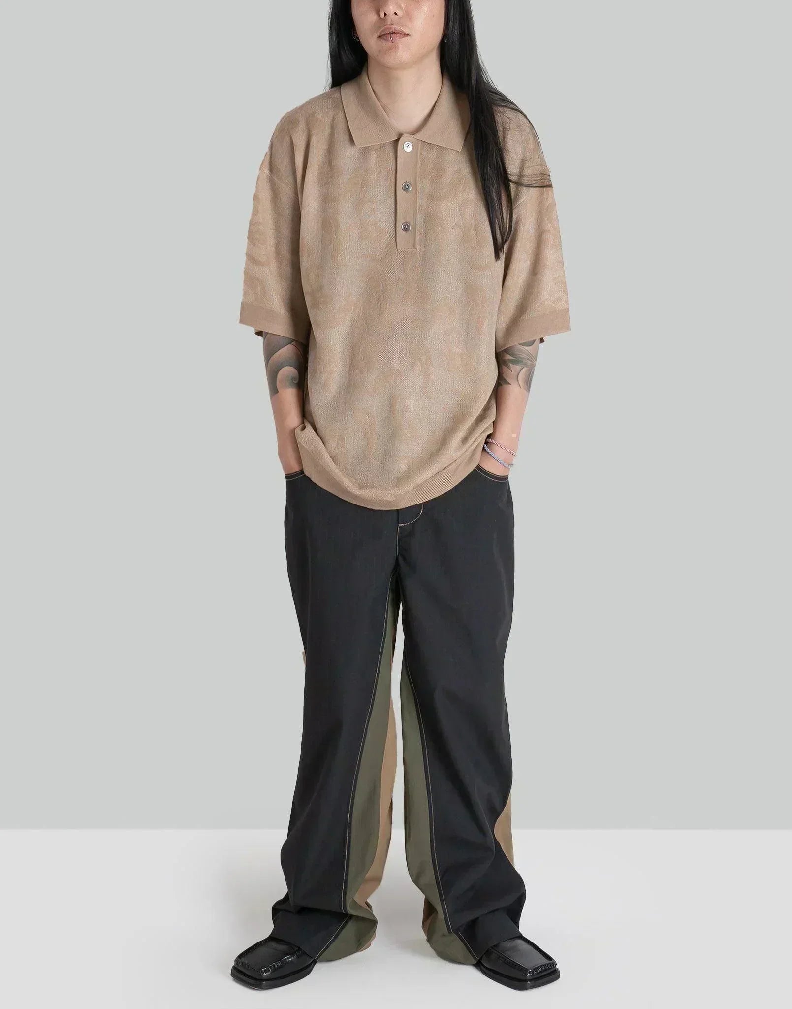 FENG CHEN WANG - PHOENIX TRANSPARENT JACQUARD POLO - 082plus