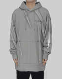 PLEATED AND PRINTED HOODIE