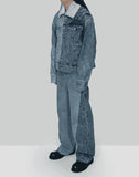 FENG CHEN WANG - PLEATED DENIM JACKET - 082plus