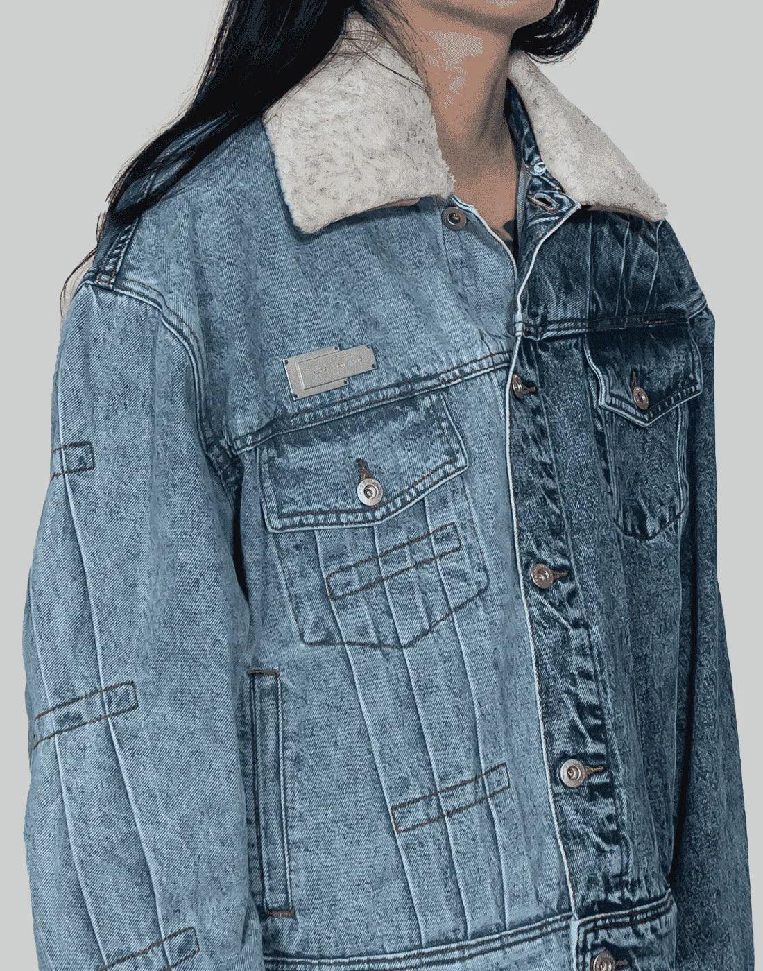 FENG CHEN WANG - PLEATED DENIM JACKET - 082plus