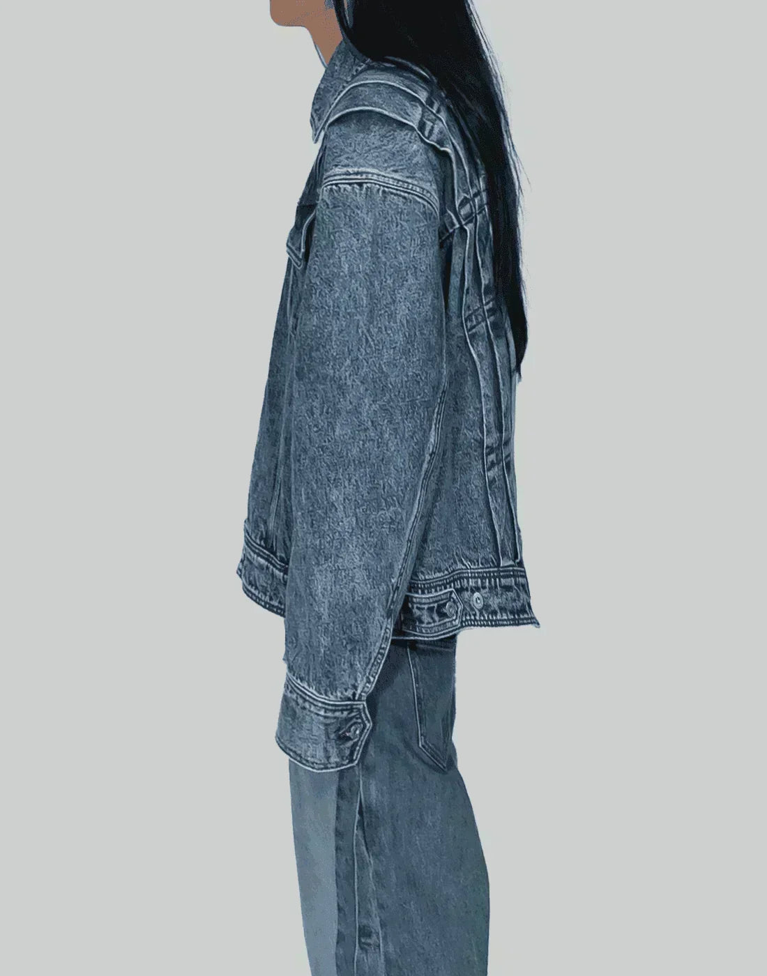 FENG CHEN WANG - PLEATED DENIM JACKET - 082plus