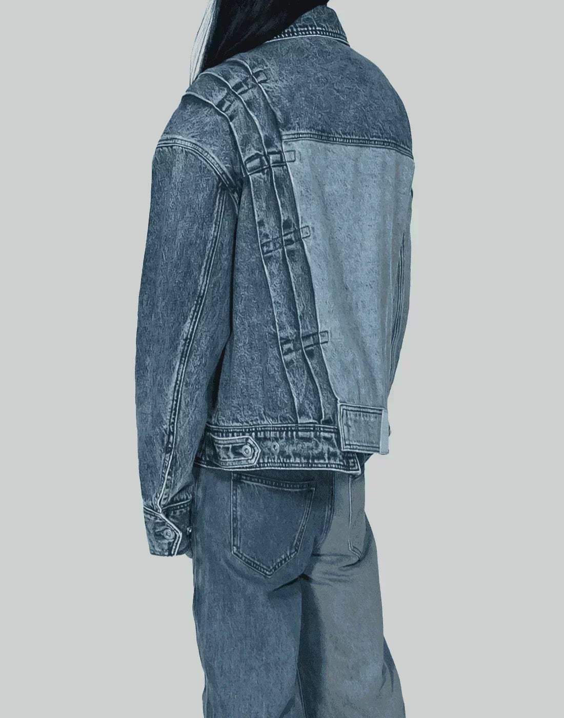 FENG CHEN WANG - PLEATED DENIM JACKET - 082plus
