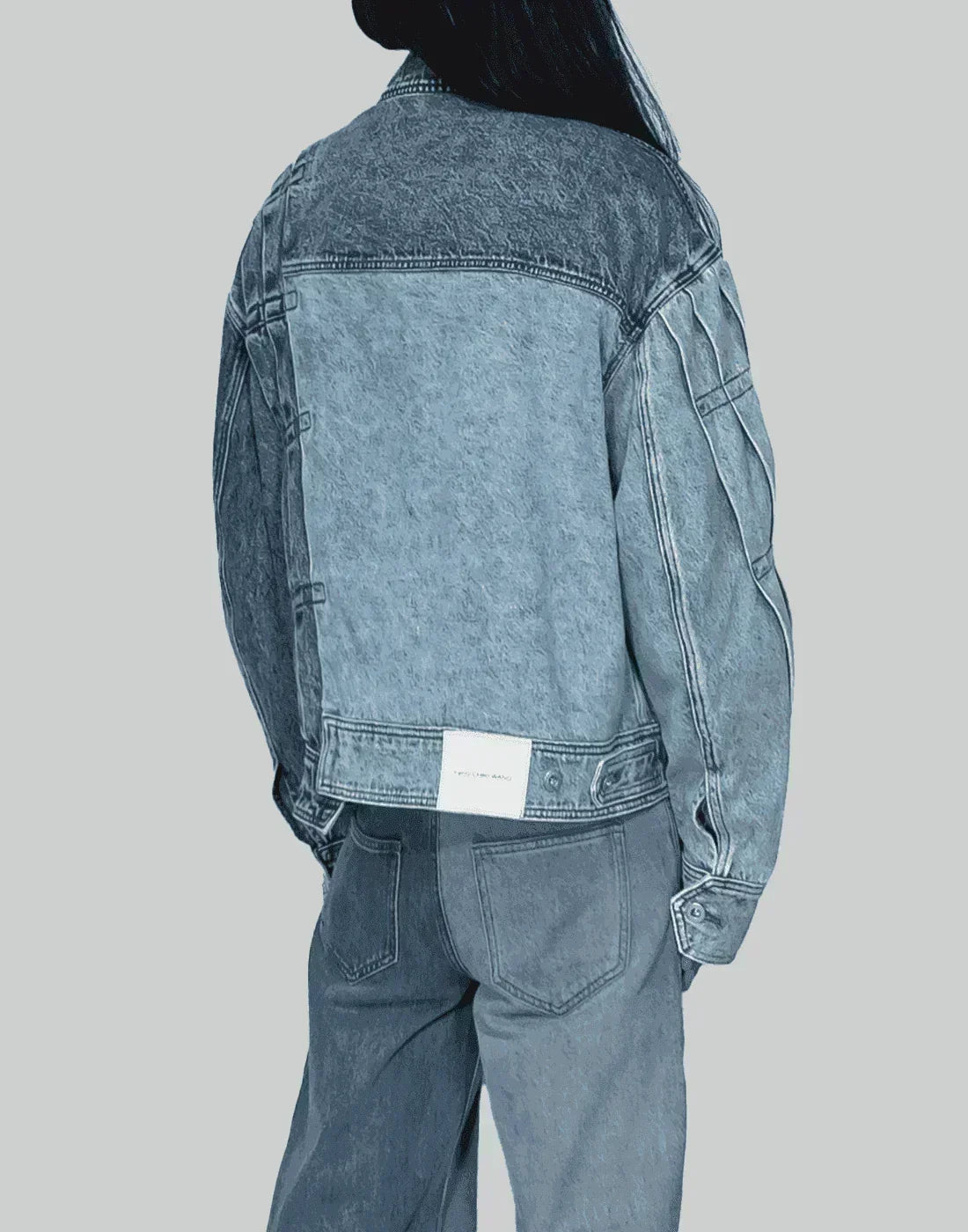FENG CHEN WANG - PLEATED DENIM JACKET - 082plus
