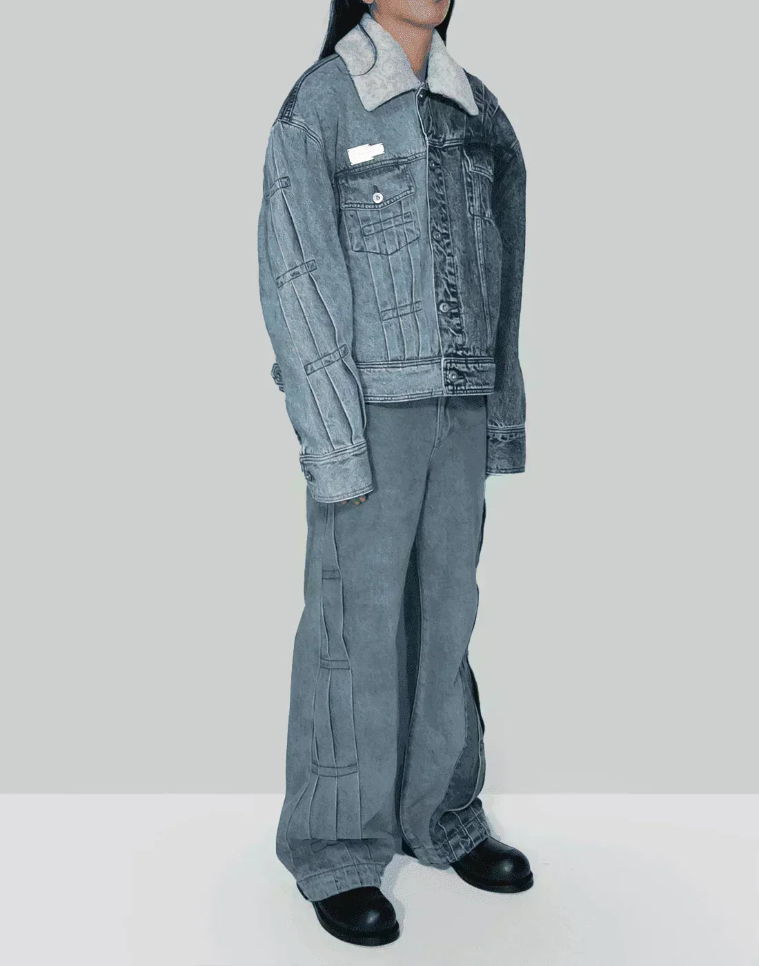 FENG CHEN WANG - PLEATED DENIM JACKET - 082plus