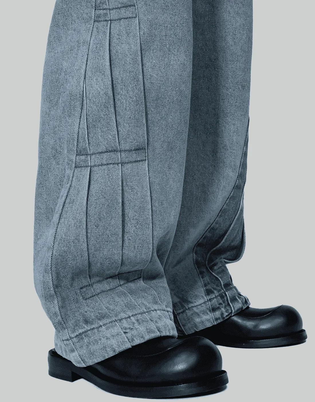 FENG CHEN WANG - PLEATED DENIM JEANS - 082plus