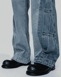 FENG CHEN WANG - PLEATED DENIM JEANS - 082plus