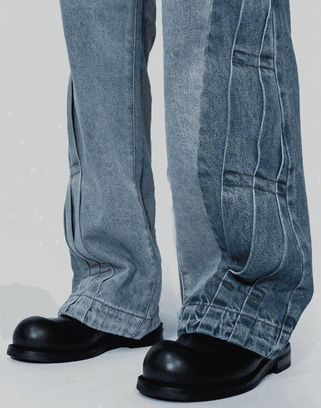 FENG CHEN WANG - PLEATED DENIM JEANS - 082plus