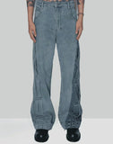 PLEATED DENIM JEANS