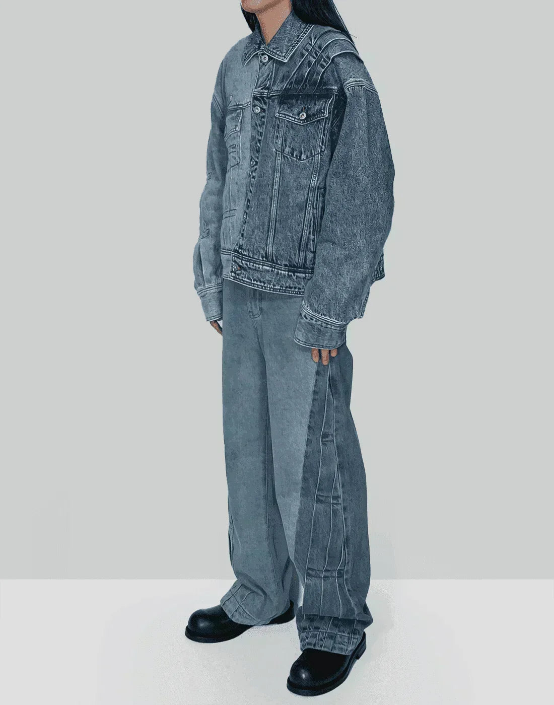 FENG CHEN WANG - PLEATED DENIM JEANS - 082plus