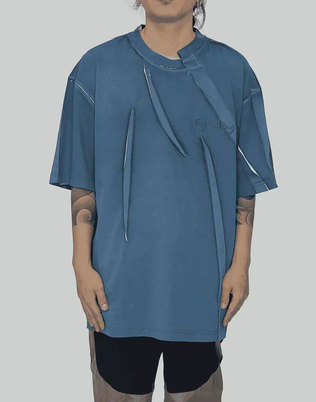 FENG CHEN WANG - PLEATED T-SHIRT - 082plus