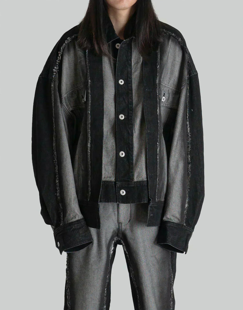 FENG CHEN WANG - RAW EDGE PATCHWORK DENIM JACKET - 082plus