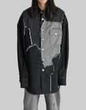 RAW EDGE PATCHWORK DENIM SHIRT