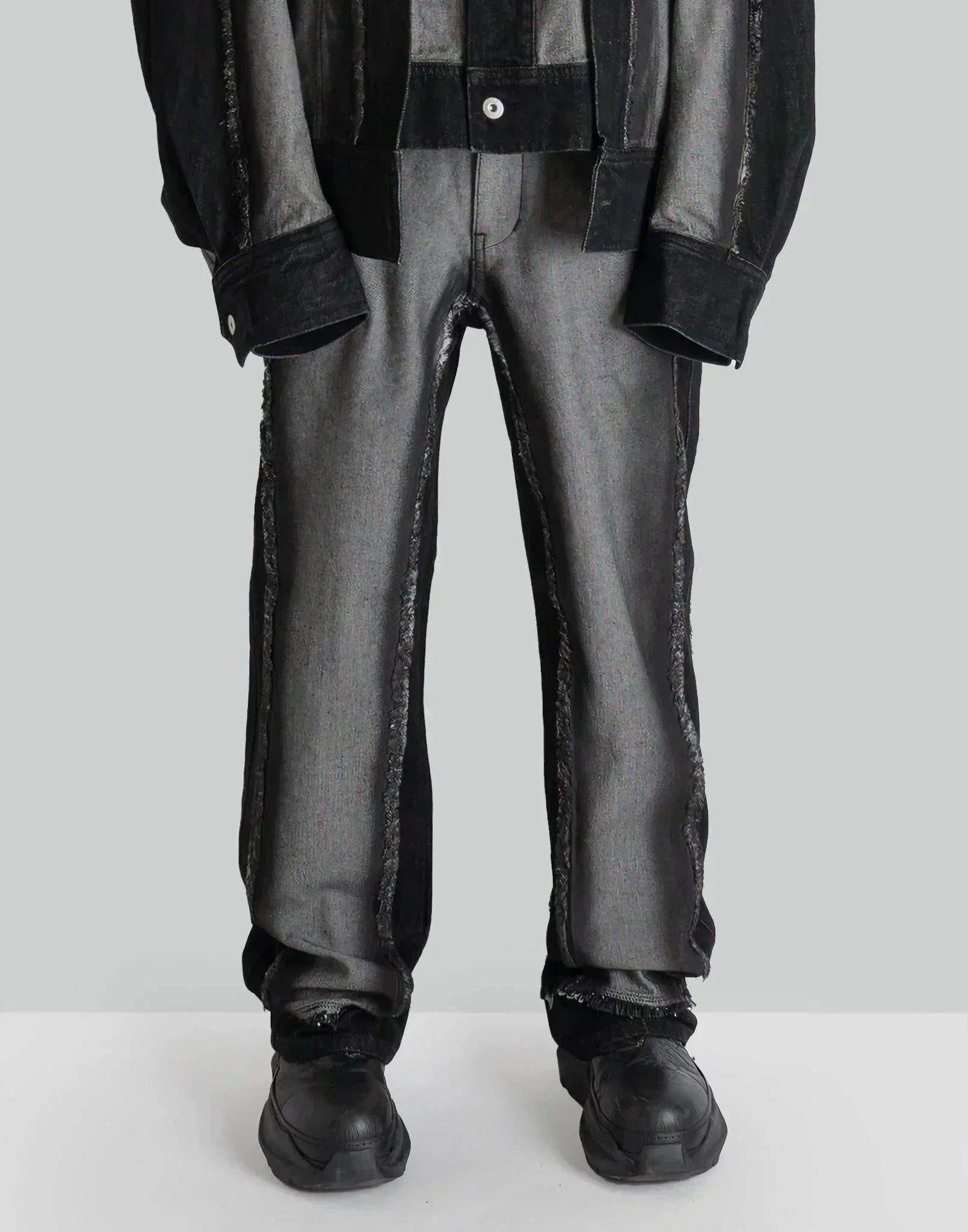 FENG CHEN WANG - RAW EDGE PATCHWORK TROUSERS - 082plus