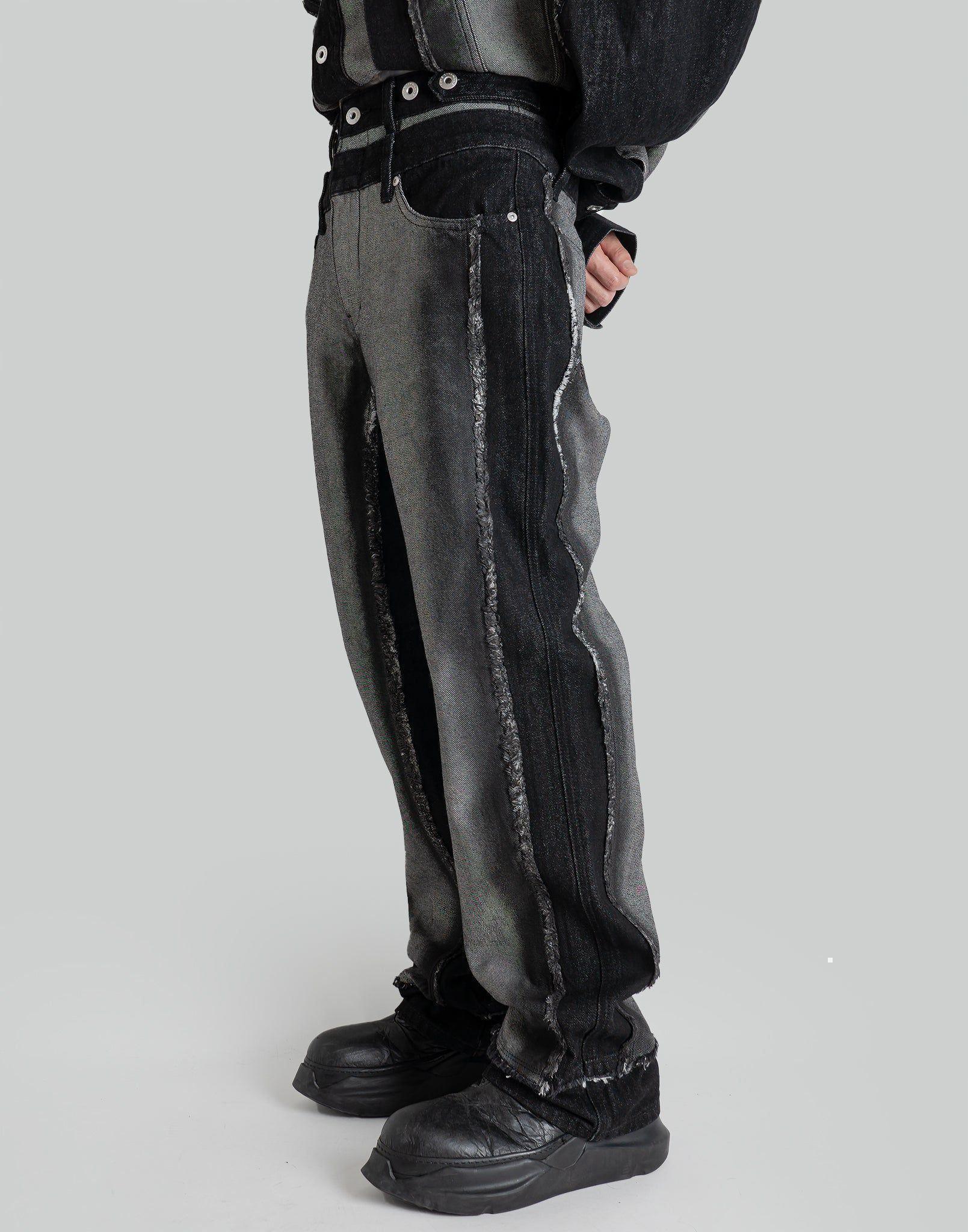 FENG CHEN WANG - RAW EDGE PATCHWORK TROUSERS - 082plus