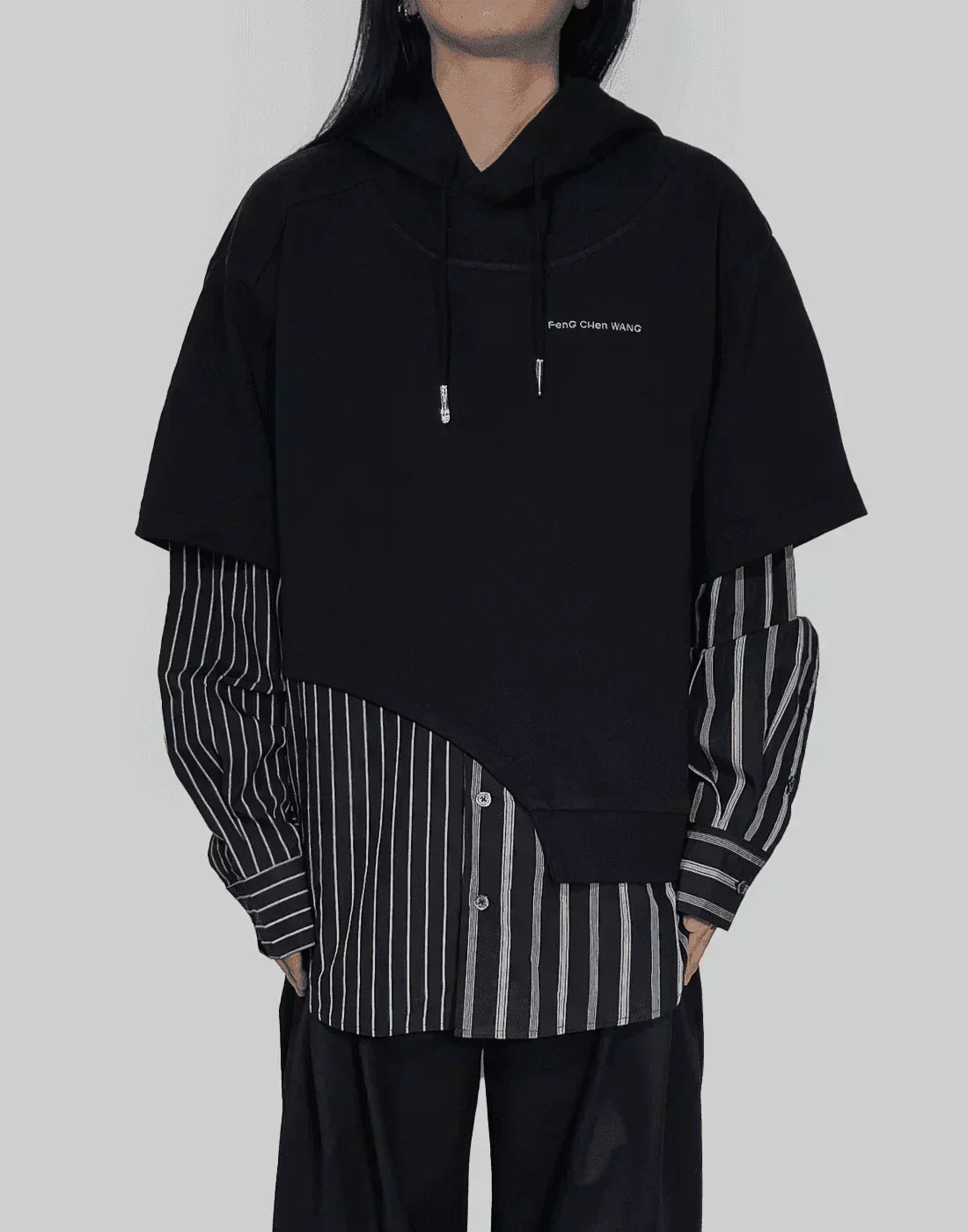 FENG CHEN WANG - SHIRTING PANELLED HOODIE - 082plus