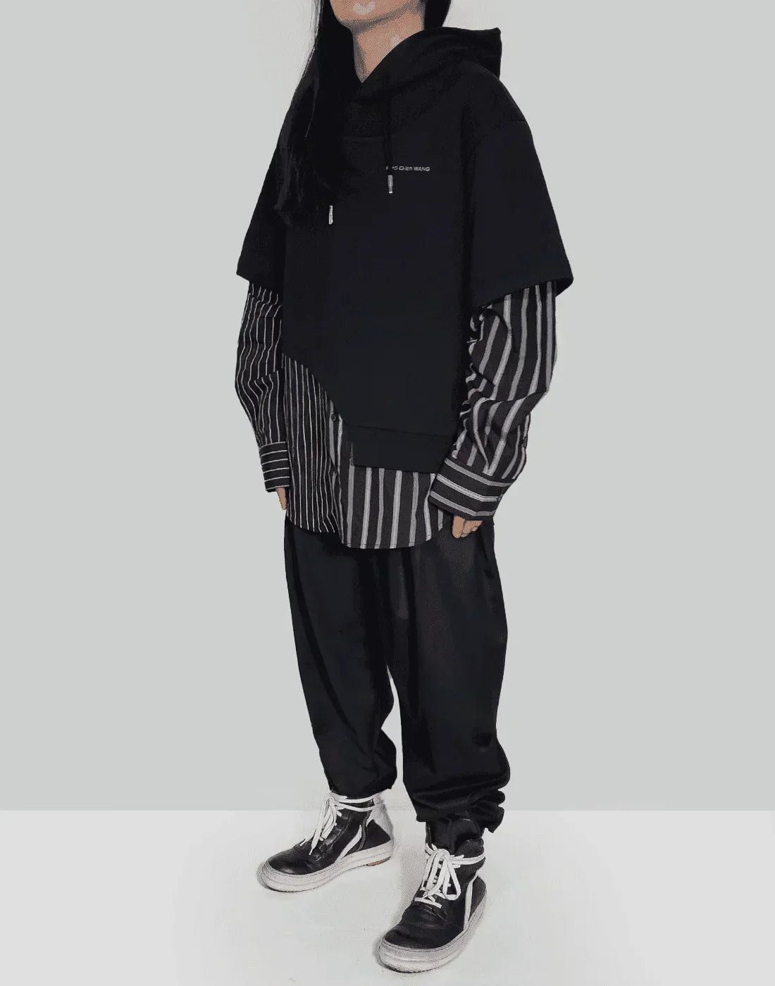 FENG CHEN WANG - SHIRTING PANELLED HOODIE - 082plus