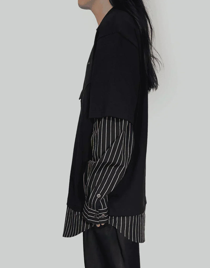 FENG CHEN WANG - SHIRTING PANELLED SWEATER - 082plus